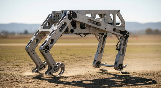 Quadrupedal Robot:  Metallic Design in Outdoor Setting