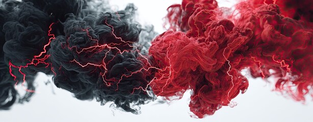 Abstract Ink Blot in Red and Gray