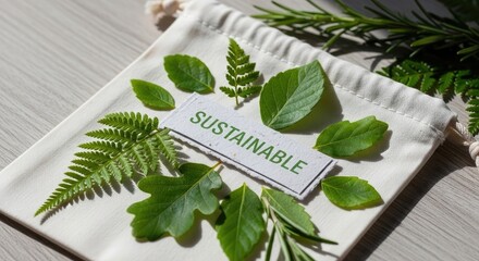 Eco bag and sustainable message concept with plants