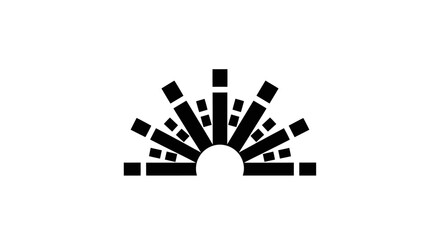 Abstract sunburst icon with radiating rectangular beams.