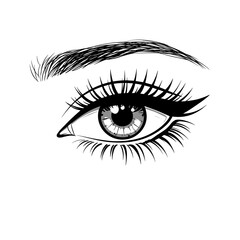 Obraz premium Detailed illustration of an eye with long eyelashes and strong eyeliner 