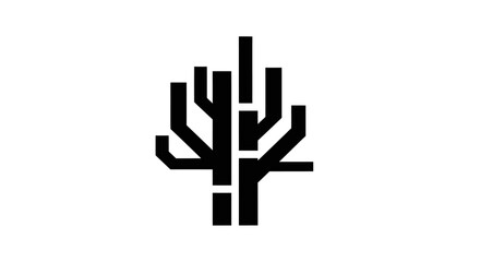 Stylized Black Tree Logo Design on White Background.