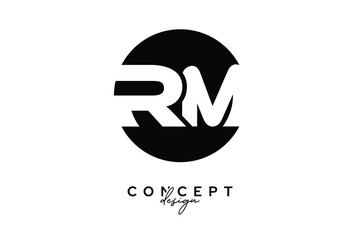 RM Creative Negative Space Circle Monogram Logo Design