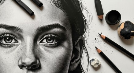 Pencil Drawing of a Young Girl's Face