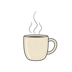 Coffee Mug Cute Illustration on White Background