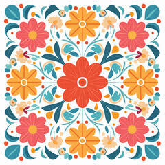 Vibrant Floral Pattern With Orange And Pink Flowers