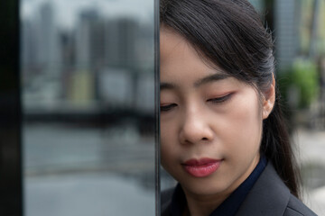 Asian business woman on the top roof