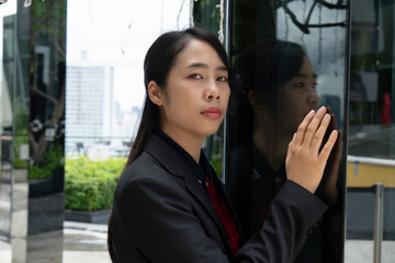 Asian business woman on the top roof