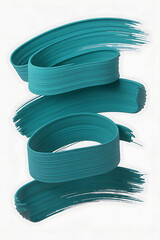 Dynamic turquoise brushstroke swirls upwards, creating a sense of movement and fluid energy.