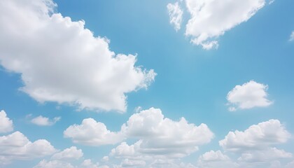 Serene Blue Sky with Fluffy White Clouds