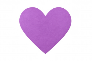 Purple felt heart representing love, affection, and valentine's day, isolated on a transparent background