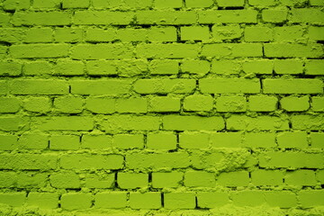 Mur de briques peint en vert.