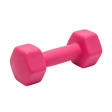Pink dumbbell fitness weight training equipment isolated on transparent background