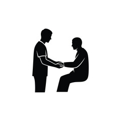 A doctor holding patient's hand, offering support, care, and empathy during a medical consultation or treatment session