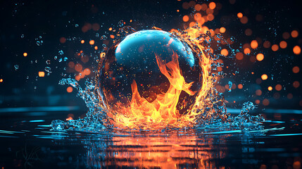 Burning earth illustration