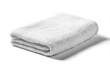 Folded white towel on white background