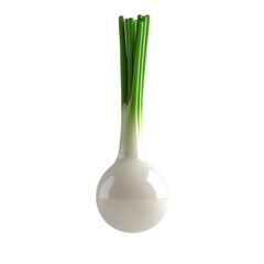 Young spring onion with long green stalk and glossy white bulb, fresh and vibrant