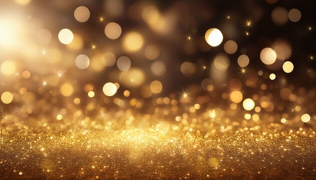 Gold Abstract Background With Bokeh Sparcle Glitter
