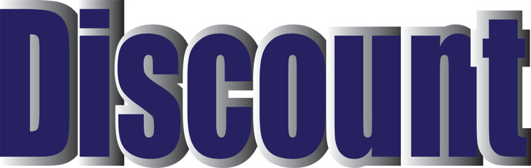Bold &ldquo;Discount&rdquo; text in dark blue with gray shadow effect. A strong typographic design ideal for sale banners, promotional graphics, and marketing campaigns.
