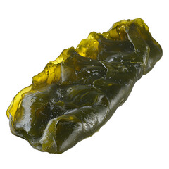 Glossy green resin globs on transparency background, organic texture and reflective surface, moody abstract feel