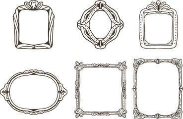 Vintage hand drawn frames for greeting cards, wedding and birthday party