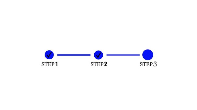 Animated 3 step infographic modern design style for gaming video animation template on white background.