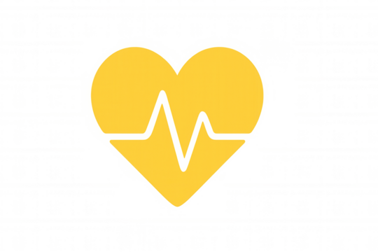 Heartbeat line forming heart shape, symbolizing health, vitality, and cardiology, on a transparent background