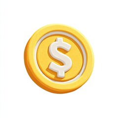 Obraz premium 3D rendered gold coin with dollar sign