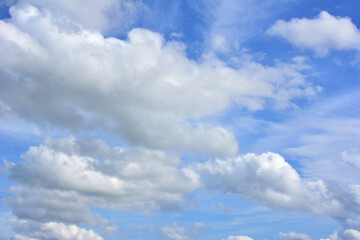 sky background with Clouds in a Bright Blue Sky 