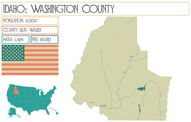 Large and detailed map of Washington County in Idaho USA.