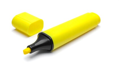 Bright yellow highlighter, open cap