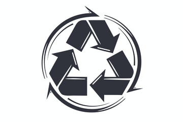 Dark arrows arranged in a recycling symbol inside circled lines