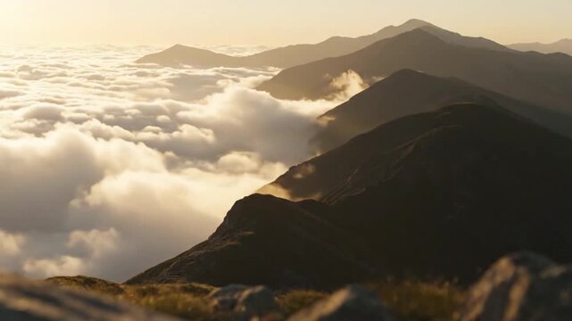 Timelapse rolling cloud waves over mountain ridge footage