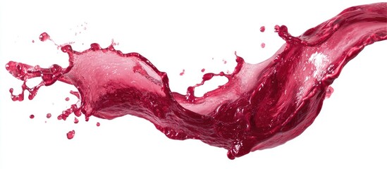 A vibrant, crimson liquid explodes in a dynamic splash against a pure white background