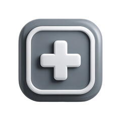 Obraz premium Gray square button with white plus sign