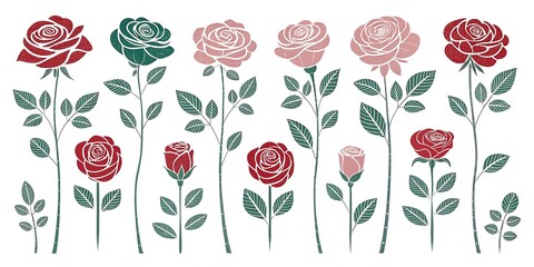 Rose silhouette on white background