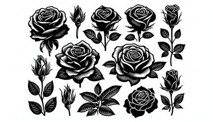 Rose silhouette on white background