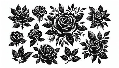 Rose silhouette on white background