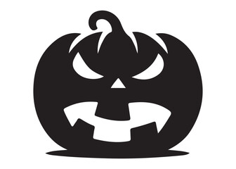 pumpkin with face logo silhouette vector, pumpkin face vector silhouette illustration, jack-o-lantern with pumpkin logo silhouette, pumpkin with funny face logo silhouettes vector on white background.