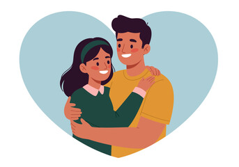 The loving couple share a tender moment of happiness, a beautiful illustration of love