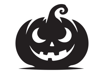 pumpkin with face logo silhouette vector, pumpkin face vector silhouette illustration, jack-o-lantern with pumpkin logo silhouette, pumpkin with funny face logo silhouettes vector on white background.