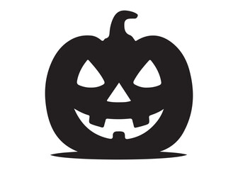 pumpkin with face logo silhouette vector, pumpkin face vector silhouette illustration, jack-o-lantern with pumpkin logo silhouette, pumpkin with funny face logo silhouettes vector on white background.