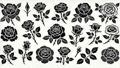 Rose silhouette on white background