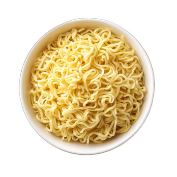 Noodles in white bowl, top view