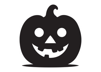 pumpkin with face logo silhouette vector, pumpkin face vector silhouette illustration, jack-o-lantern with pumpkin logo silhouette, pumpkin with funny face logo silhouettes vector on white background.
