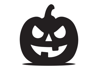 pumpkin with face logo silhouette vector, pumpkin face vector silhouette illustration, jack-o-lantern with pumpkin logo silhouette, pumpkin with funny face logo silhouettes vector on white background.