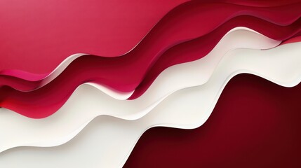 Latvia independence day concept with abstract red and white waves, creative poster design. Proclamation Day of the Republic of Latvia. Horizontal banner. Copy space. Red and white background