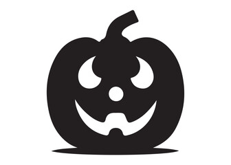 pumpkin with face logo silhouette vector, pumpkin face vector silhouette illustration, jack-o-lantern with pumpkin logo silhouette, pumpkin with funny face logo silhouettes vector on white background.