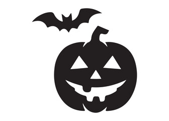 pumpkin with face logo silhouette vector, pumpkin face vector silhouette illustration, jack-o-lantern with pumpkin logo silhouette, pumpkin with funny face logo silhouettes vector on white background.