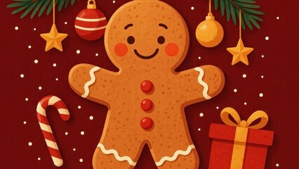 Festive gingerbread with holiday elements.